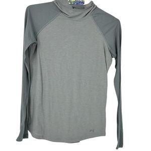 Under Armour Run Gray White Striped Heat Gear Hoodie Small